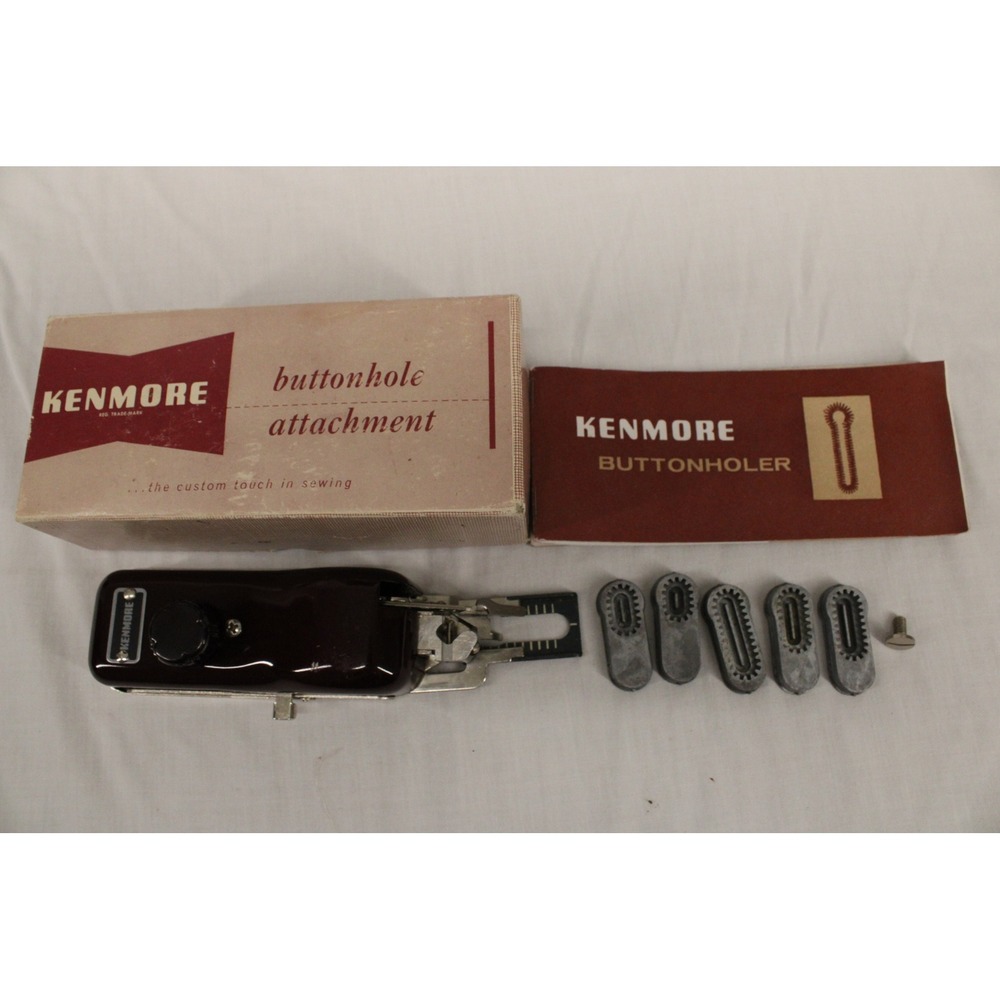 Kenmore Buttonhole Attachment Vintage Greist W 65432 Maroon Box Complete